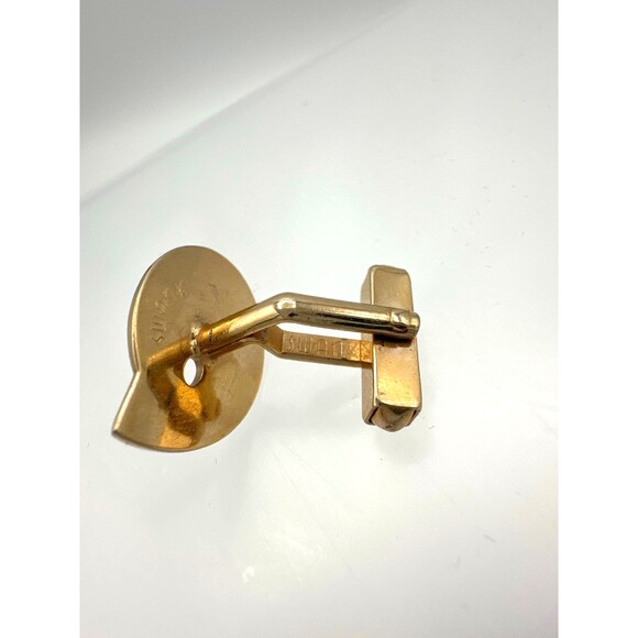 Vintage Swank Gold Tone Abstract Mod Single Cufflink – Mid Century Modern - Picture 5 of 7